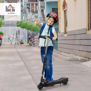 Patinete Eléctrico Plegable para Niños de 120W, Velocidad Máx 12Km/H y Capacidad 50Kg, 74X36X69-91 Cm, Negro