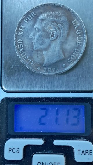 Moneda 5 Pesetas Alfonso XII 1876