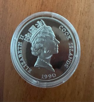 Moneda Islas Cook 5 Dólares Tigre 1990