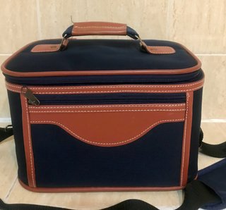 Neceser maletín azul y marrón