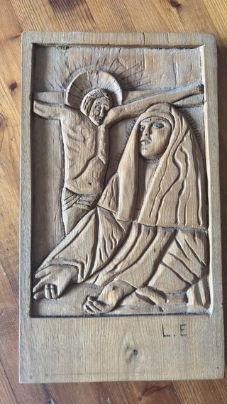 Intaglio legno castagno crocifissione