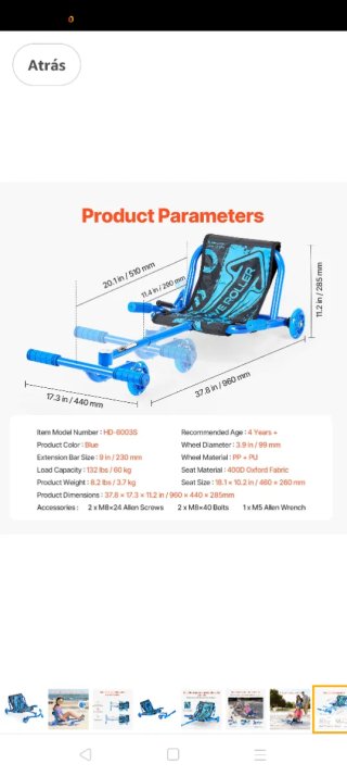 Patineta de 3 ruedas azul