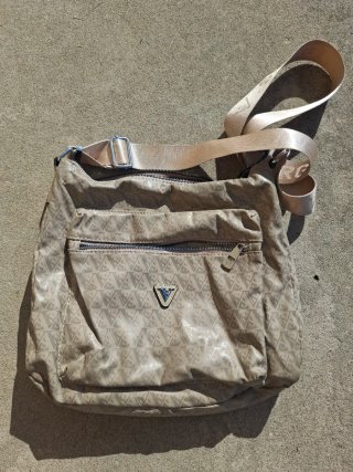 Borsa da passeggio beige con logo