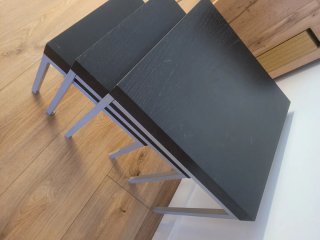 Mesas auxiliares apilables madera y metal