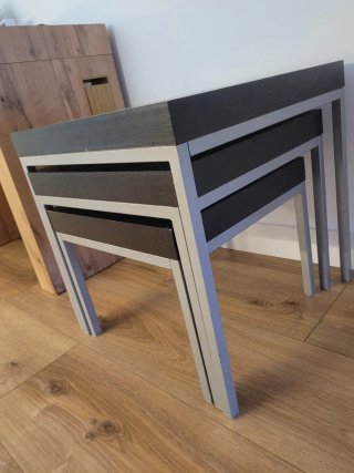 Mesas auxiliares apilables madera y metal