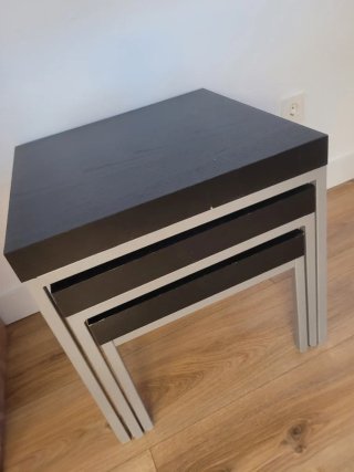 Mesas auxiliares apilables madera y metal