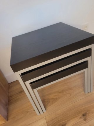 Mesas auxiliares apilables madera y metal