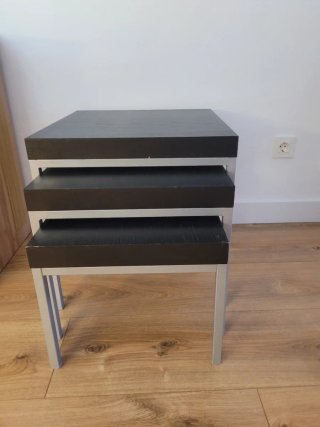 Mesas auxiliares apilables madera y metal