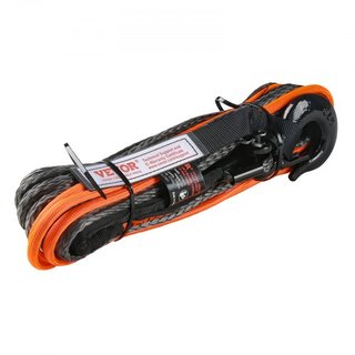 Cuerda de Winch Sintética, 6.35 mm x 15.24 m 4,536 kg Cuerda de Línea de Winch Sintética con Manga Protectora + Tope + Gancho de Winch Forjado + Correa de Tirón, Adecuada para ATV, UTV, Vehículo P...