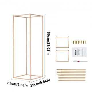 2PCS Soporte de Flores de Boda Alto de 31.5 pulgadas/80 cm, Columnas de Jarrón de Metal, Soportes Geométricos para Centro de Mesa, Rack de Exhibición Floral Rectangular Dorado para Eventos en T-St...