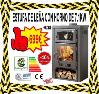 ESTUFA DE LEÑA CON HORNO ECODESIGN 6.7KW