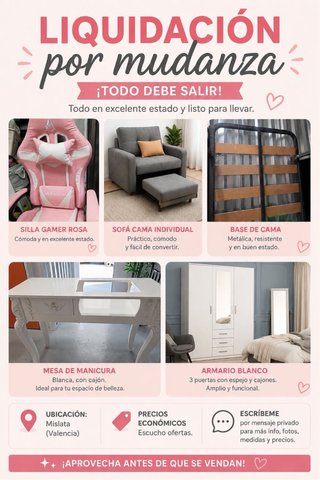 Liquidación por mudanza: Muebles y Sillas