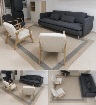 Grandi Tappeti in Vinile Beige e Grigio