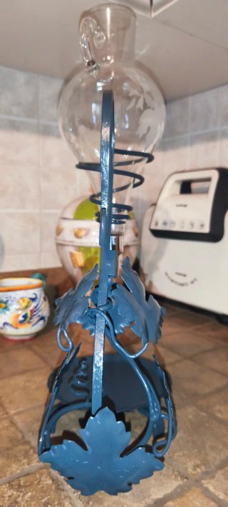 Decanter Vino Antico Vetro e Metallo