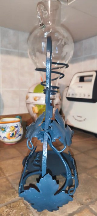 Decanter Vino Antico Vetro e Metallo