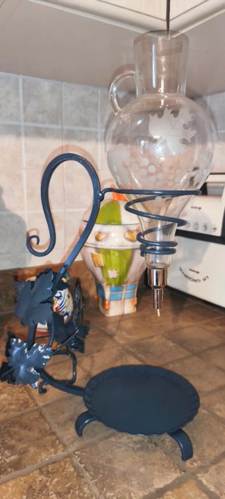 Decanter Vino Antico Vetro e Metallo