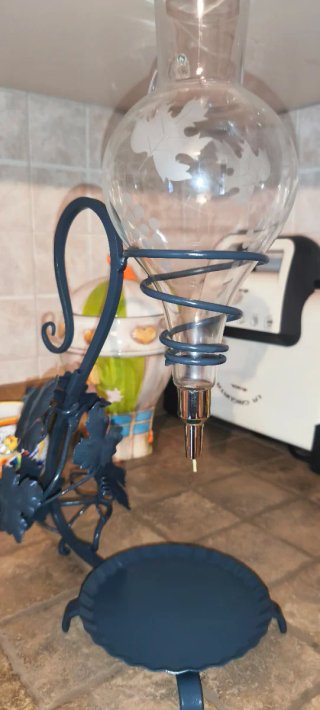 Decanter Vino Antico Vetro e Metallo