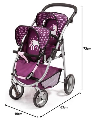Carrito doble para muñecas unicornio