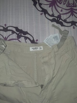 Pantalones cargo beige mujer