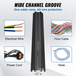 2 PCs Cubierta de Cable Drop Over Ramp 100x13x2 cm, Capacidad de Carga de 907 kg/eje, Rampas Protectoras de Manguera de Cable de Alta Resistencia, Cubierta de Cable para Áreas de Alto Tráfico Peat...