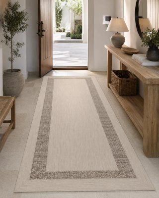 Alfombra de diseño beige y marrón