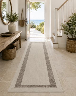Alfombra de diseño beige y marrón