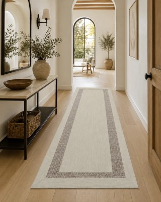 Alfombra de diseño beige y marrón