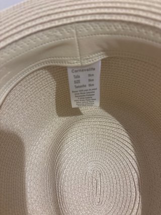 Sombrero de paja beige con cinta negra