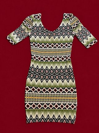 Vestido Blanco Tricot entallado etnico S