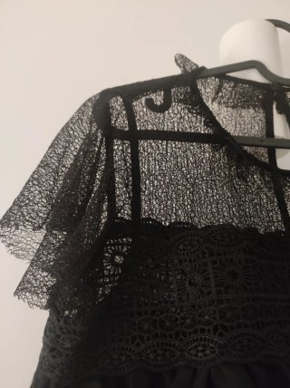 Blusa Zara M Encaje Volantes Plisada.