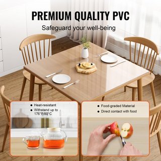 Protector de Cubierta de Mesa Transparente, Cubierta de Mesa de 12" x 12"/305 x 305 mm, Mantel de Plástico PVC de 1.5 mm de Grosor, Protector de Escritorio Impermeable para Escritorio, Mesa de Caf...