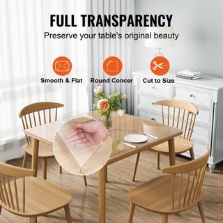 Protector de Cubierta de Mesa Transparente, Cubierta de Mesa de 12" x 12"/305 x 305 mm, Mantel de Plástico PVC de 1.5 mm de Grosor, Protector de Escritorio Impermeable para Escritorio, Mesa de Caf...