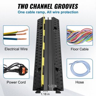 Paquete de 3 Rampas de Protección de Cable de Caucho, 2 Canales, Capacidad de 5443.1 kg/ eje, Cubierta de Manguera Pesada para Rampas de Entrada, Reductor de Velocidad de Tráfico con Tapa Superior...