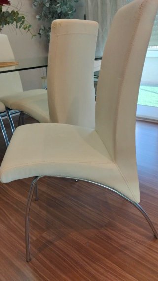 Juego de 4 Sillas Comedor Piel y Metal