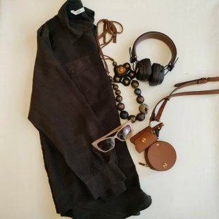 Camisa Zara Seda Marrón Talla XS