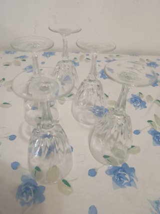 Set 5 calici vetro rotondi trasparenti