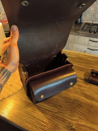Bolso y Cartuchera de Cuero Artesanal  Piel Vacuno