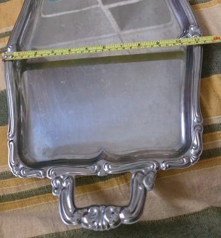 Juego de 2 bandejas metálicas plateadas Vintage