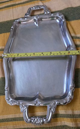 Juego de 2 bandejas metálicas plateadas Vintage