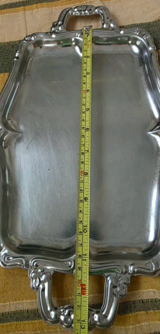 Juego de 2 bandejas metálicas plateadas Vintage