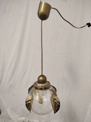 Lampadario sospensione anni '60 oro e vetro