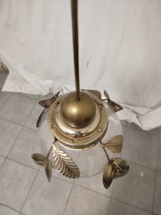 Lampadario sospensione anni '60 oro e vetro