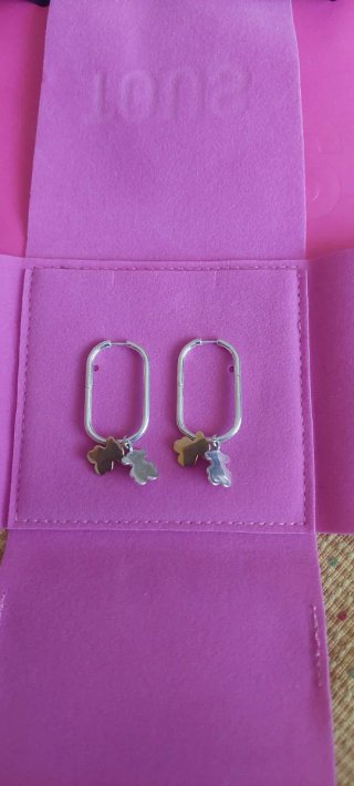Pendientes Aro TOUS Sweet Dolls Oso Dorado/Plata