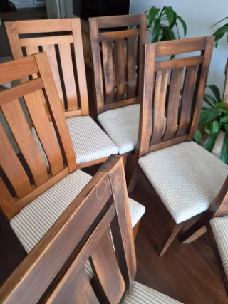 6 Sillas Pino Macizo Tapizadas