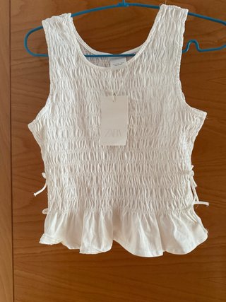 Blusa Zara nido de abeja con lazos