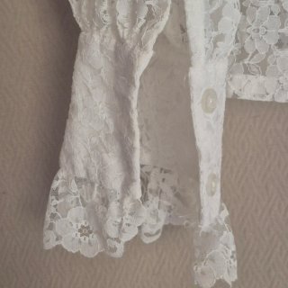 Camicetta vintage pizzo bianca manica lunga