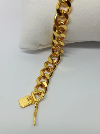 Pulsera Cubana Chapada Oro 18kl, de 20cm
