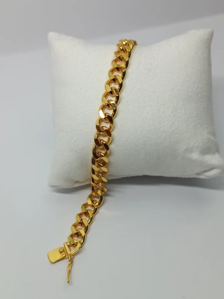 Pulsera Cubana Chapada Oro 18kl, de 20cm