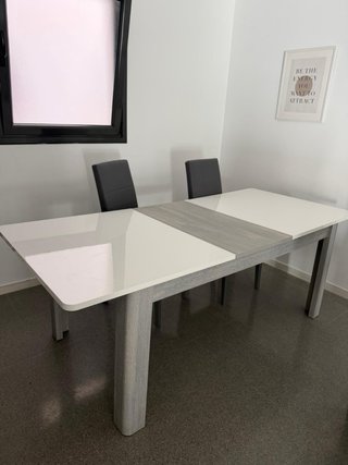 Mesa comedor extensible cristal y madera