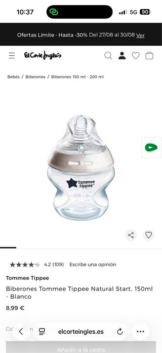 Caja regalo Tommee Tippee biberón y chupete